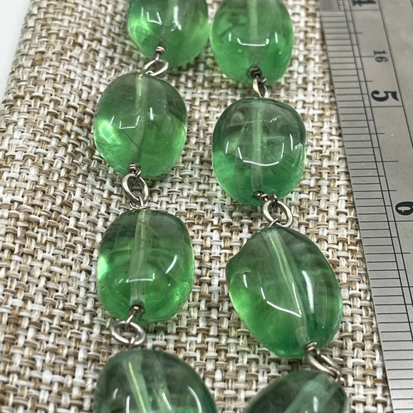 Vintage Signed Gerard Yosca Green Stone Necklace & Blue Chalcedony Pendant - Picture 10 of 16